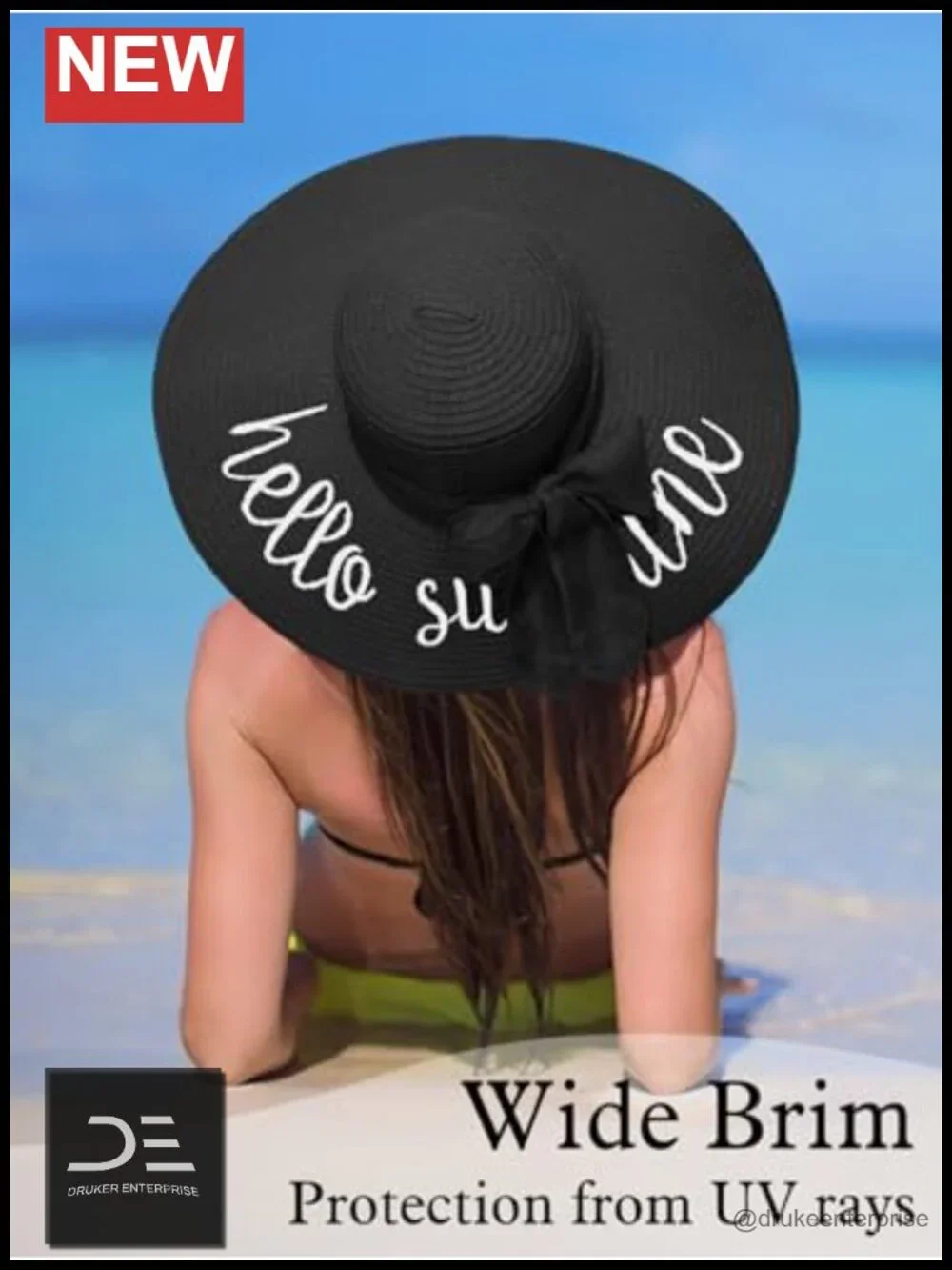 Floppy Straw Sun Hat Wide Brim Embroidered for Beach Vacation Cruise